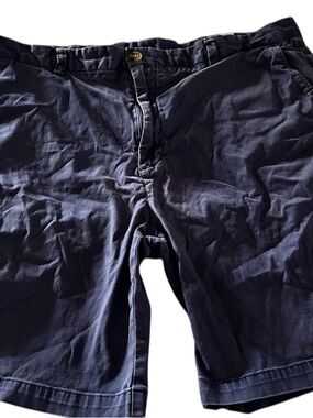 Vineyard Vines Navy Cotton Shorts with Pink Whale Logo